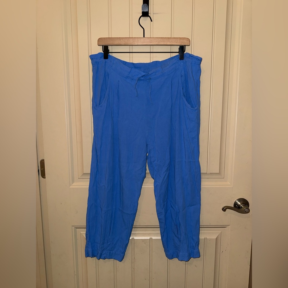Jams World 100% Rayon Drawstring Capri Pant Size Small Blue Bonnet W712SL-BLET